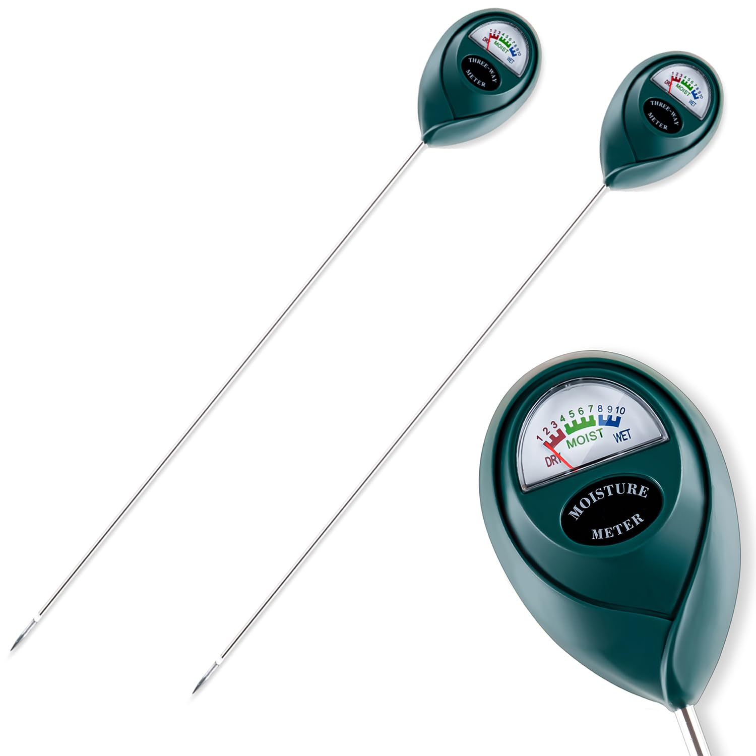 Photo 1 of Tennedriv Green Long Probe Soil Moisture Meter for Outdoor Plants, Plant Water Meter for Outdoor Plants,Plant Moisture Meter for Indoor Plants and Outdoor Plants, No Batteries Required, 2 Pack