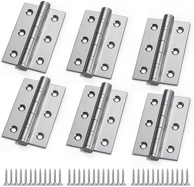 Bwintech 3 Pairs 75 x 50 x 2.0mm Satin Chrome Brushed Hinge Fire Door