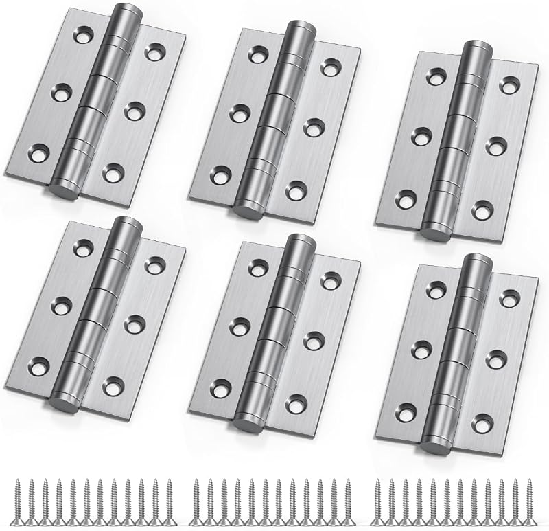 Bwintech 3 Pairs 75 x 50 x 2.0mm Satin Chrome Brushed Hinge Fire Door