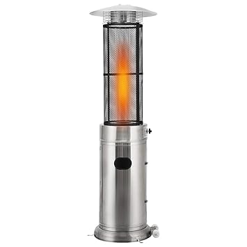Costway Outdoor Patio Gas Heater Floor Standing Circle Round Propane Burner With Quartz Glass Tube Wheels Tilt Auto Shut Off Protection Stainless