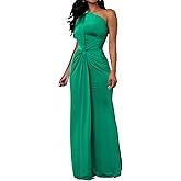 Memoriesea Women's Elegant Sleeveless One Shoulder Bodycon Evening Cocktail Maxi Dress