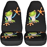 KiuLoam Funny Frog Print Car Seat Covers, Front Vehicle Seat Protector Car Mat Covers, Universal Fit for Vehicle Sedan SUV and Truck Automotive Interior, 2 Pcs