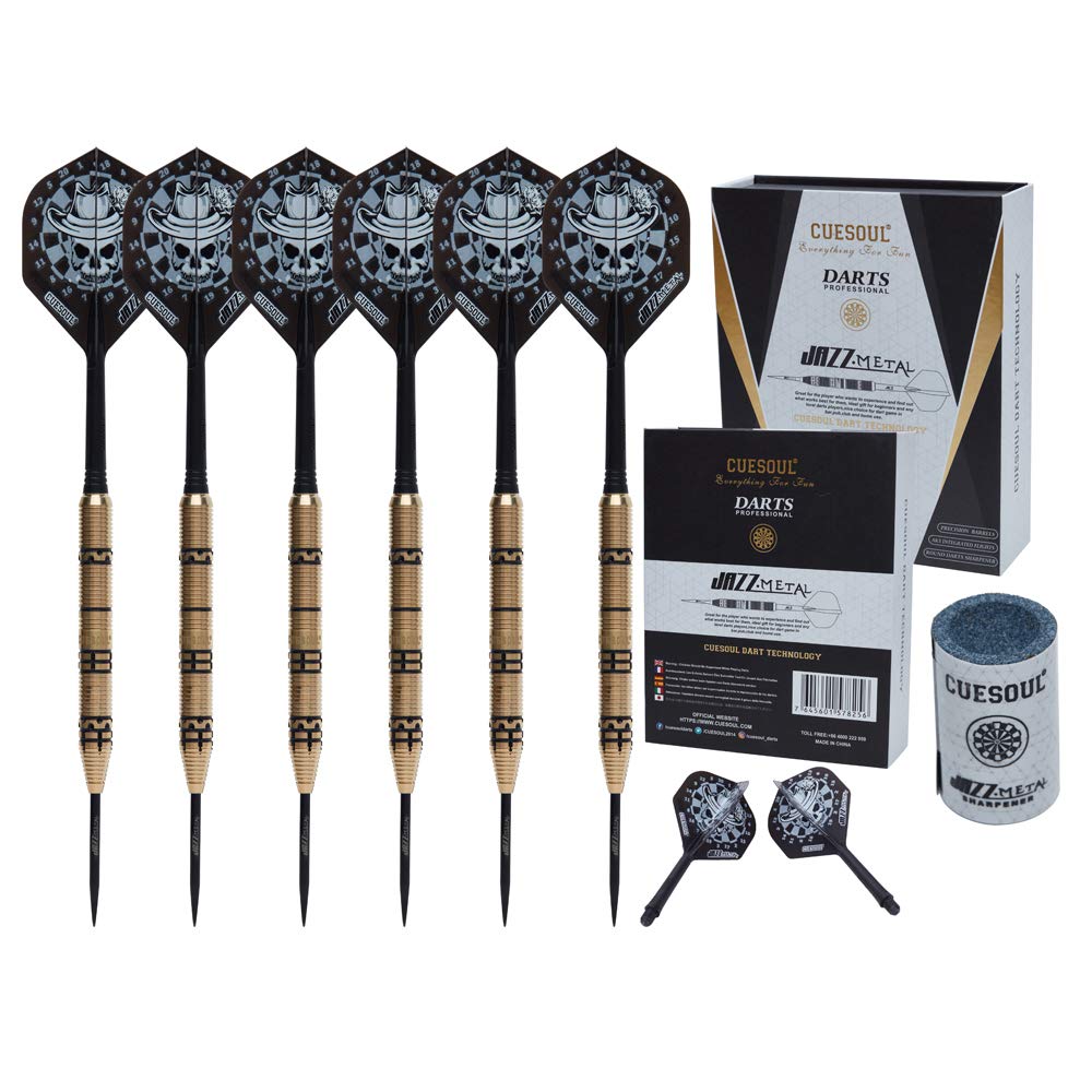 CUESOUL JAZZ-METAL 21g Steel Tip Glossy Brass Dart Set with AK5 Integrated Flights