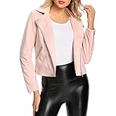 S P Y M Womens Faux Leather Jacket, Moto Biker Suede Coat