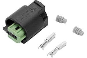 VekAuto 2 Pin Temperature Sensor Connector Plug Kit Compatible for BMW 1 3 5 7 Series, Waterproof 0.6 mm Series Plastic Black Female Wire Terminal Connector