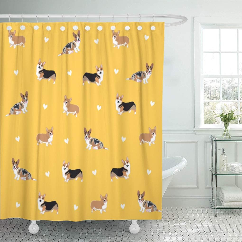 Amazon Com Emvency Shower Curtain Cartoon Welsh Corgi Cute Dog
