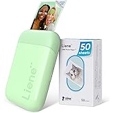 Liene Pearl K100 Photo Printer, 2x3&rdquo; Mini Portable Instant Phone Printer 50 Zink Adhesive Paper, Bluetooth 5.2 Compatible w/iOS &amp; Android, Small Color Picture Printer for iPhone Smartphone Green