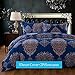 TTMALL Bedding Sets King Duvet Cover Sets King Size 3-Pieces, Blue Vintage Boho Bohemia Exotic Patterns Design,Without Comforter (King, (1Duvet Cover+2Pillowcases)#01)