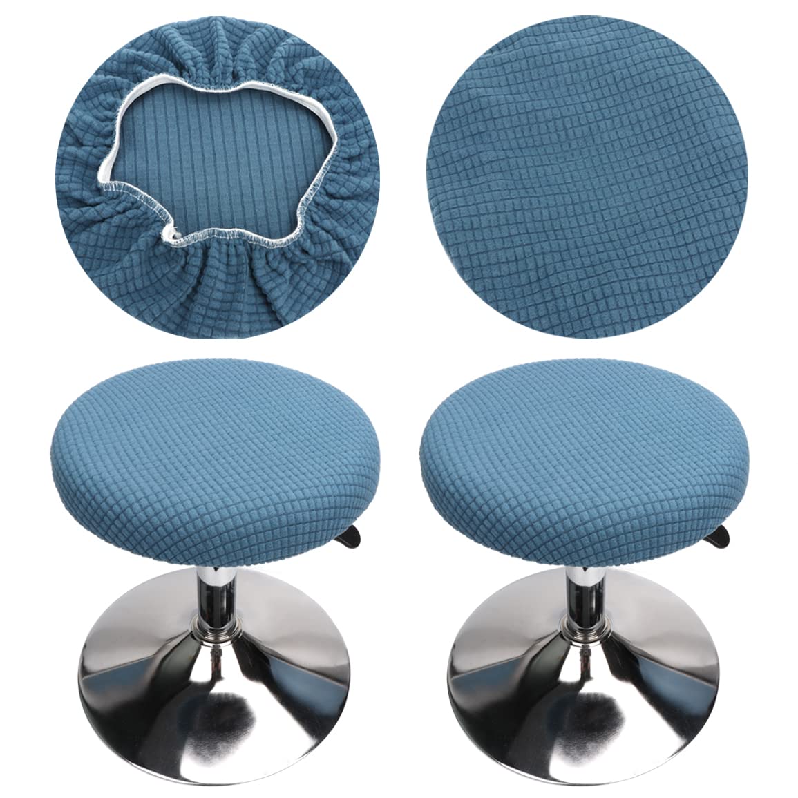 HuaLiSiJi Round Stool Cover 30-40cm/12-16 Bar Stool Covers With Jacquard Pattern, Luxurious Fabric Stretchable Wrinkle Resistant Washable Dustproof (Blue) — image 1