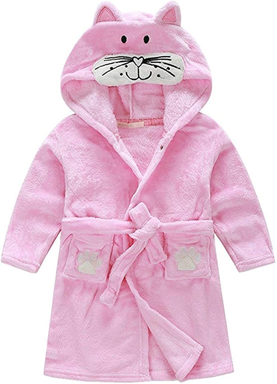 Little Boys Girls Plush Bathrobe Unisex Toddler Kids Robe Pajamas Sleepwear