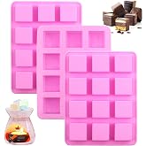 Wax Melts Molds Silicone,Square Candle Mold Silicone Molds for Wax Melts | 3 Pcs Square Silicone Molds for Scented Soy Wax Melts,Candle Making,Baking Chocolate Truffles,Candy,Jelly,Ice Cube Tray