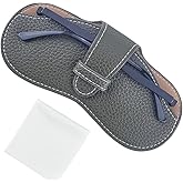 CREATCABIN Leather Sunglasses Case Portable Glasses Bag Slim Squeeze Lightweight Travel Eyeglasses Holder Pouch with Soft Cleaning Cloth Gift for Family Friends Holiday Vacation 6.9x3.4 Inch Black