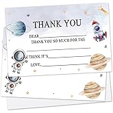 Zwsrplo Astronaut Kids Birthday Party Thank You Cards, 20 Outer Space Fill In the Blank Thank You Cards for Kids Teen, Birthday Graduation Party Thank You Notes For Boys or Girls -03