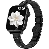 BAITEYOU Narrow Metal Band Compatible with Apple Watch Bands 38mm 40mm 41mm 42mm 44mm 45mm 46mm 49mm (Series 11 10 9 8 7 6 5 4 3 2 1 SE Ultra), Dressy Thin Stainless Steel iWatch Bands for Women