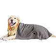 Puomue Microfiber Dog Towels for Drying Dogs, Super Absorbent and Soft Pet Grooming Towel, 40 Inch X 23.6 Inch, Perfect Dog Shower & Bath Supplies for Large, Medium or Small Dogs, Grey