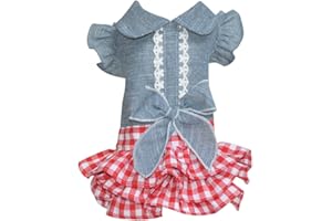 Gyuzh Dog Bubble Bowknot Skirt Dog Cowboy Princess Dresses Puppy Tutu Skirts Summer Dog Dress for Dog Girls Small Medium Dog