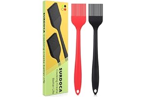 SURDOCA Silicone Pastry Basting Brush - 2Pcs 8.2 in Heat Resistant Brush for Baking Cooking Food, BPA Free Kitchen Brush for Sauce Butter Oil, Stainless Steel Core Design for Barbecue BBQ Grilling.