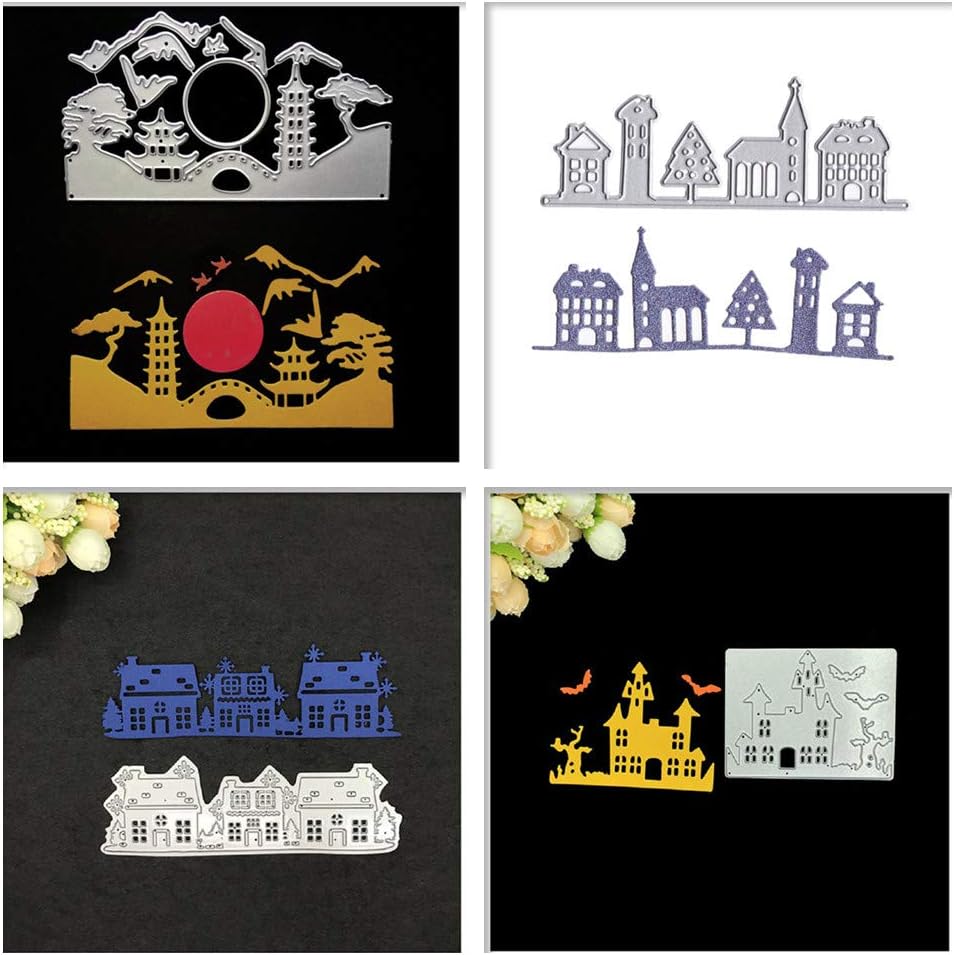 Meslio 4pcs Cutting Dies Metal Scrapbooking Stencils Die for DIY Embossing Photo Album Decorative DIY Paper Cards Making