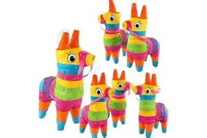 GIFTEXPRESS 6 Pack Mini Donkey Pinatas 7.5x5.5", Rainbow Party Decoration for Cinco De Mayo, Pinatas for Fiestas, Taco, Llama Birthday, Carnival, Classroom & Table Centerpiece Party Favor