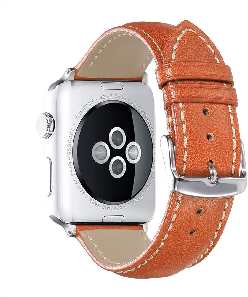 iStrap Compatible/Replacement for Apple Watch Band 42mm 38mm 44mm 40mm Leather Bands Wristband Strap for iwatch Bands Men Series 5&4&3&2&1
