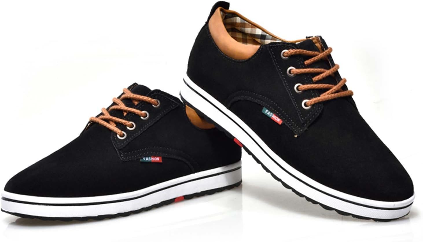 OUTVIEMen's Taller Height Increasing Elevator Shoes 2.36'' Lace-up Flannelette Cowhide Leather Dress Shoes