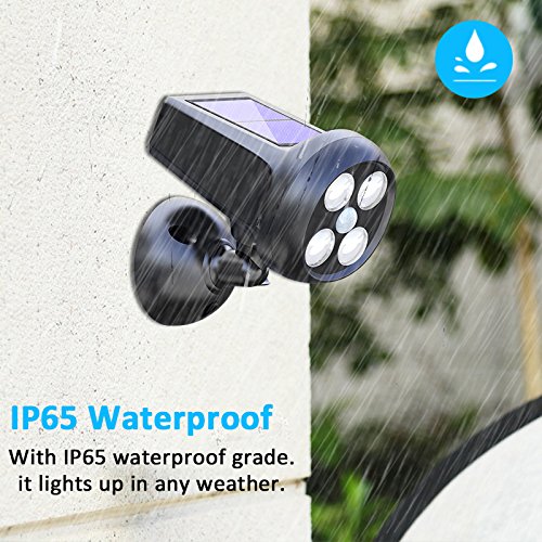 Solar Lights Outdoor, Pobon 360° Adjustable 300LM Bright Solar Powered Motion Sensor Security Light, Waterproof Spot Light Wall Lights for Garage Porch Patio Garden Pathway (Black) - Thumbnail 5