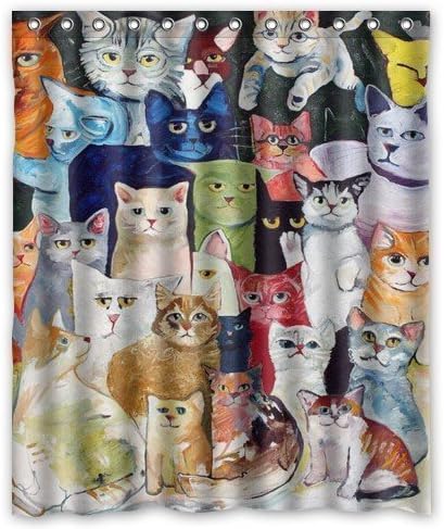 CHARMHOME Fashion Custom Cats Painting Waterproof Polyester Fabric Shower Curtain 66x72 inch