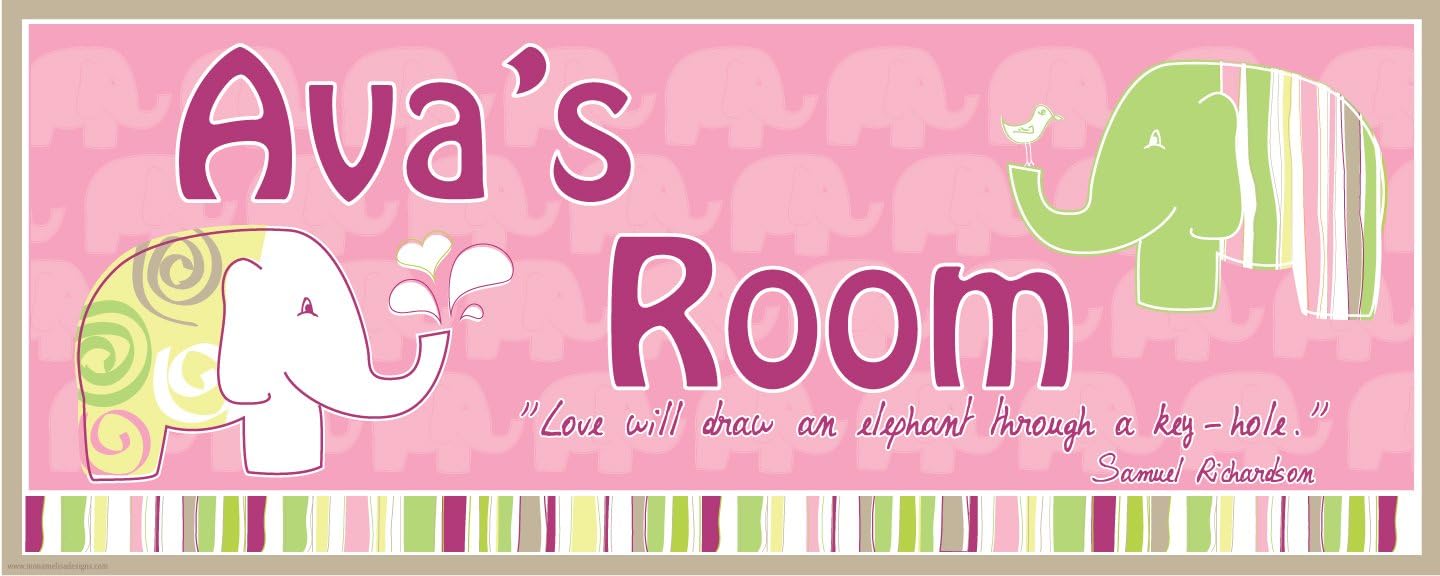 Mona Melisa Designs Customized Elephant Girl Ava Name Sign Decorative Wall Sticker