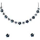 Faship Gorgeous Premium Rhinestone Crystal Floral Necklace Earrings Set