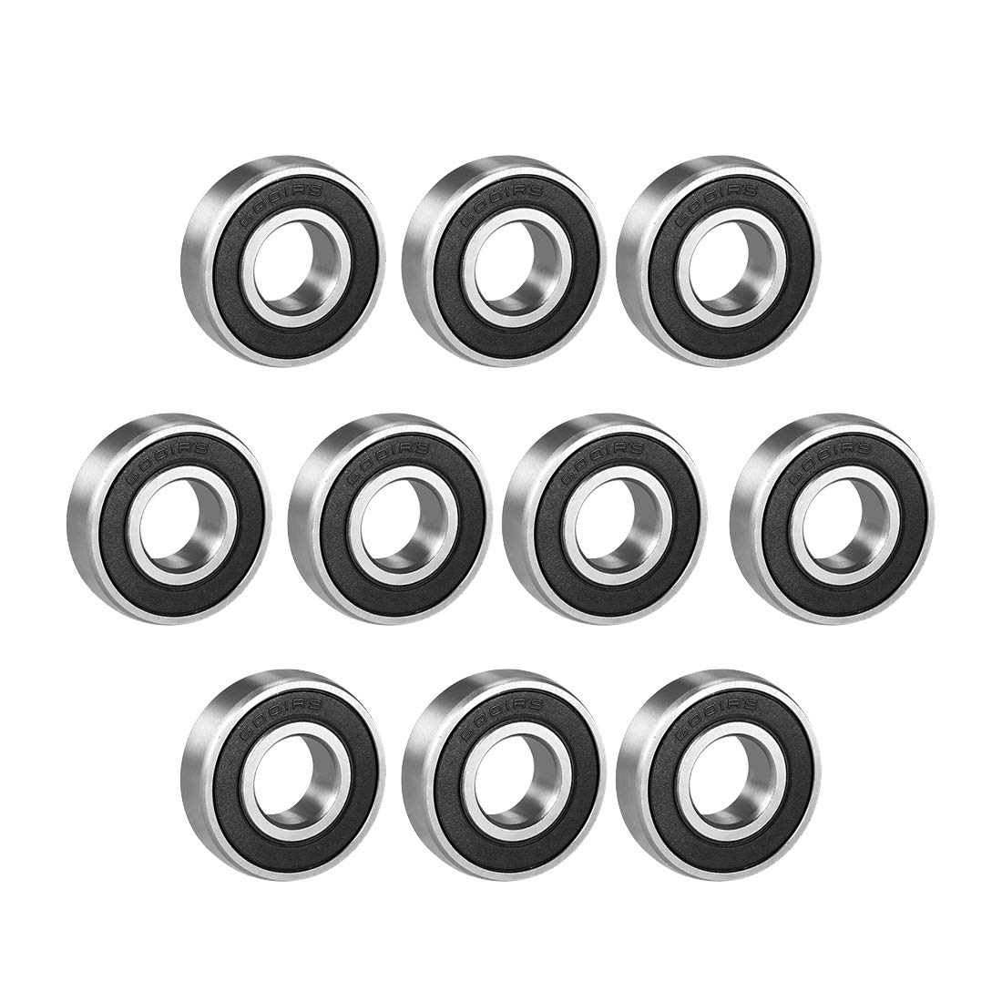 sourcing map 6001RS Deep Groove Ball Bearing Single Sealed 160101, 12mm x 28mm x 8mm Chrome Steel Bearings, 10-Pack