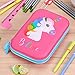 BTSKY Cute Unicorn Hard Shell Pencil Case- Large EVA Colored Pen Holder Box With Compartments Girls Cosmetic Pouch Bag Stationery Organizer(red)