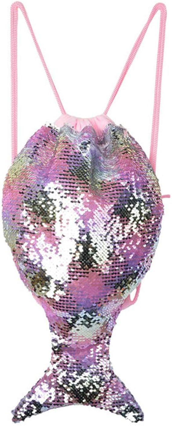 Amazon Grokebo マーメイド スパンコールバック キラキラ 巾着バッグ ナップサック リュックサック 収納バッグ ショルダーバッグ シューズ収納 ダンス 体操服袋 女の子 キッズ レディース 水泳 部活 運動 旅行 ショルダーバッグ