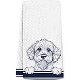 RTXLEZM Funny Goldendoodle Gifts Kitchen Towels,Coastal Beach Goldendoodle Gifts for Women,Dog Lovers for Mom Dad Gifts, Ocean Beachy Dog Hand Towels for Bathroom Lake House Decor,16x24 Inch