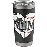 Ball Mom Soccer Football Baseball Mom Of Both Mothers Day Stainless Steel Insulated Tumbler