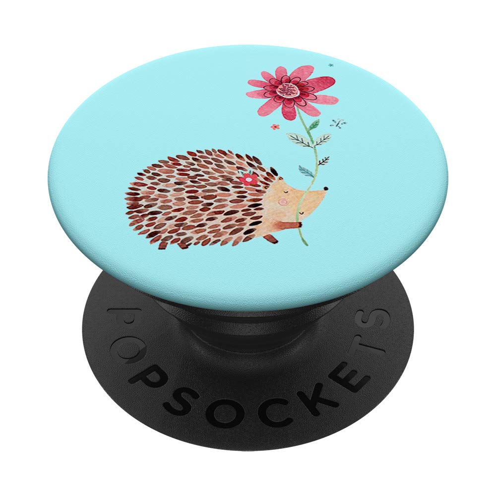 Hedgehog With Pink Flower PopSockets PopGrip: Swappable Grip for Phones & Tablets