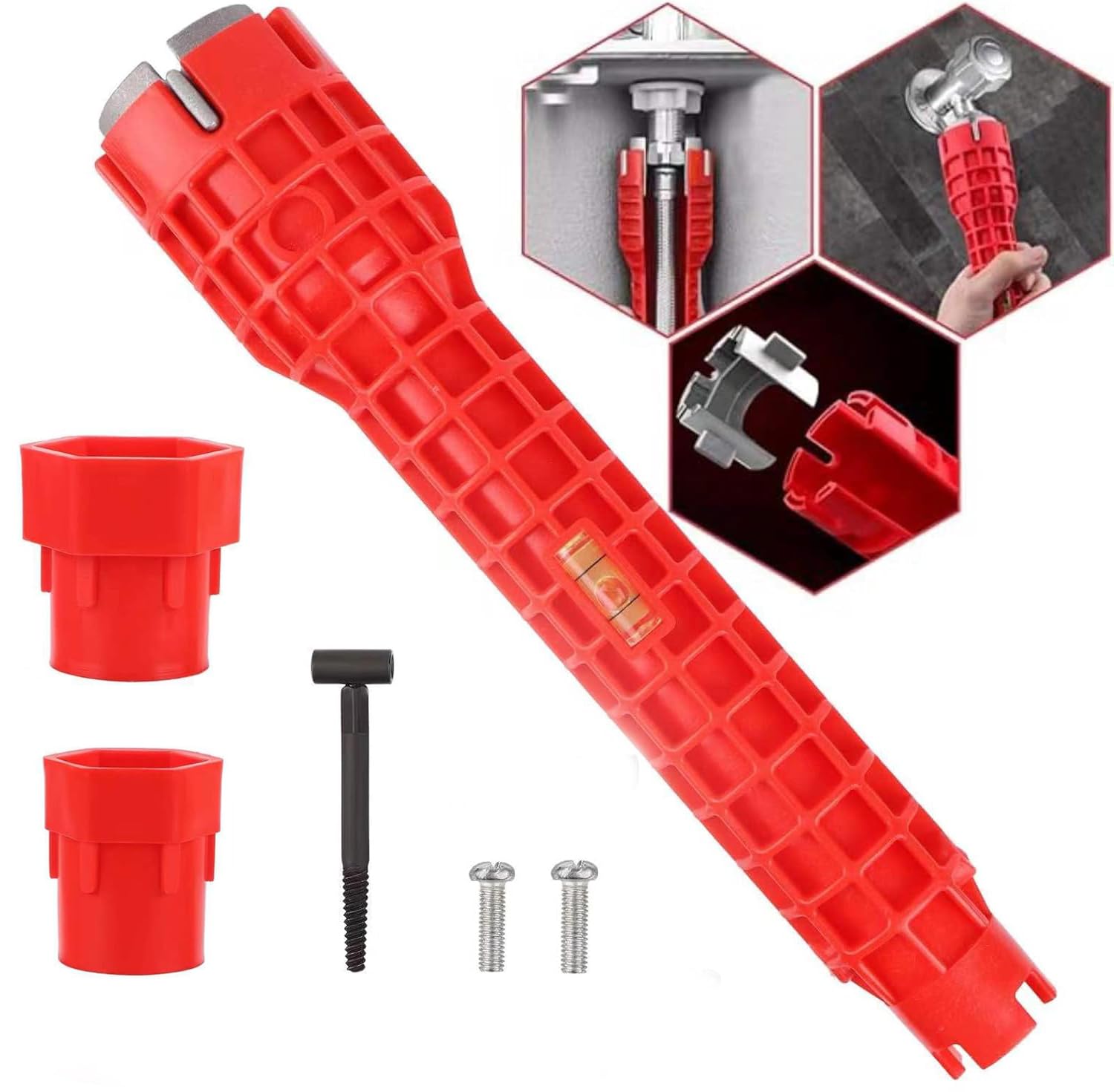 GUOYOU 8 in 1 Faucet Wrench Tool, Multifunctional Sink Installer Tool, Sink Faucet Installer Socket Wrench Kit, Sink Wrench, Tap Spanner, Basin Wrench, Plumbing Tools for Kitchen Plumbing Repair