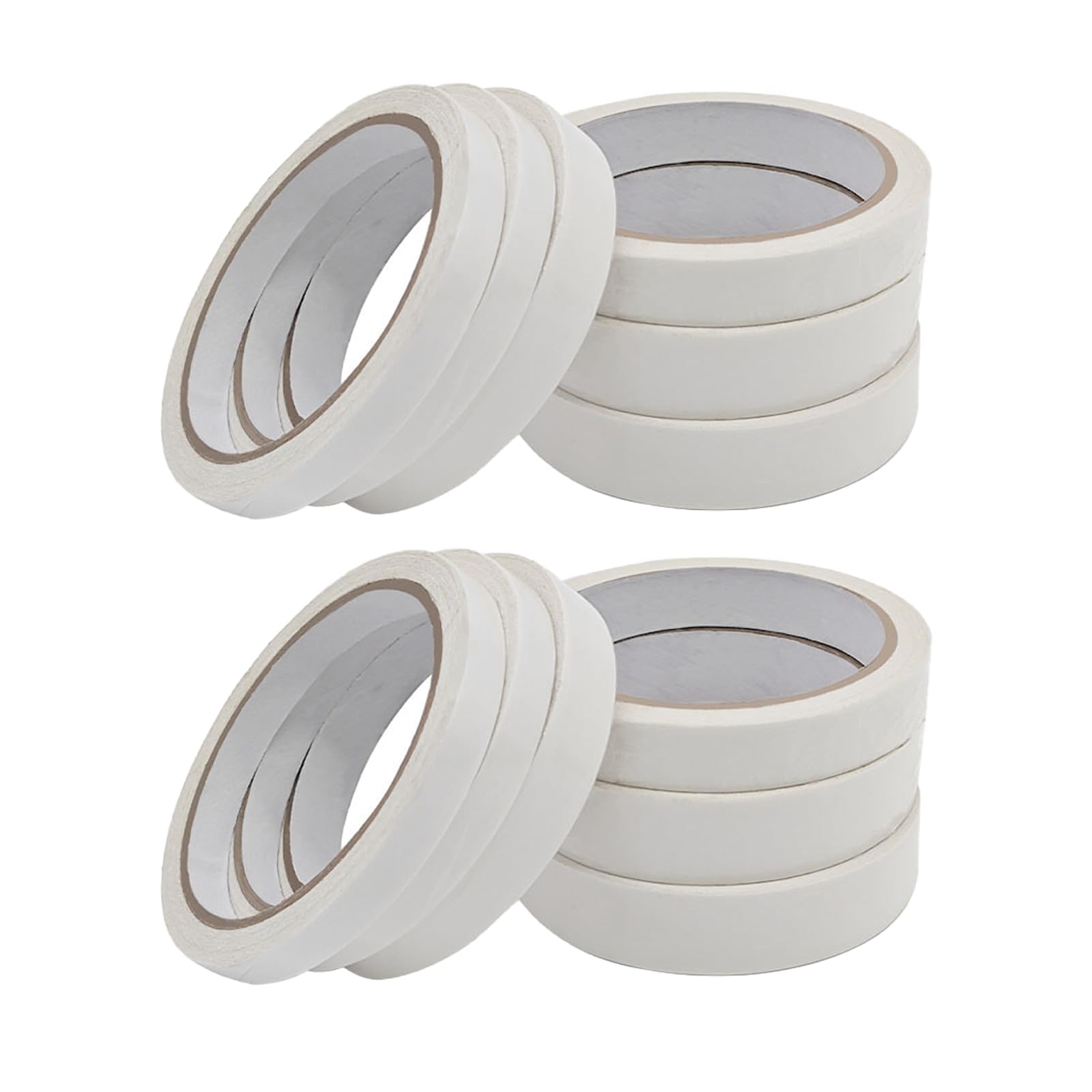 12 Pcs 6 sizes Double Sided Tape Craft Double Sided Sticky Tape,Thin Double Sided Tape White Tape Double Sided,Two Sided Tape White Masking Tape Multipurpose Double Sided Sticky Tape for Crafting
