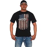 JH DESIGN GROUP Men's Dodge Challenger T-Shirt American Flag Black Crew Neck Shirt