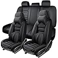AFUNTIO 5 Seat Covers for Toyota FJ Cruiser 2007-2014,Premium Nappa Leather Car Seat Covers Car Seat Cushions,Waterproof Soft Seat Covers for Cars,Interior Accessories Airbag Compatible（Luxury-Black）
