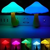 AUSAYE 2 Pack LED Cute Mushroom Night Light Plug into Wall Lamp 7-Color Changing Sensor Night Lights for Kids Adults Bedroom,Bathroom,Kitchen and Stairs NightLight Birthday Christmas Gifts
