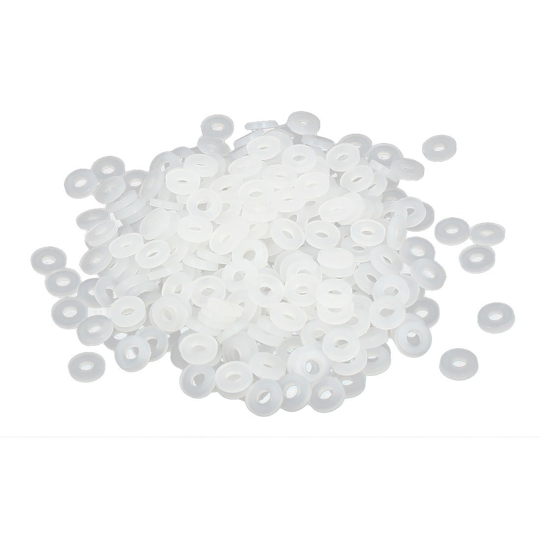 Sourcingmap M2 x 5mm x 1mm Nylon Flat Insulating Washers Gaskets Spacers Fastener for Faucet Pipe Water Hose White 300PCS