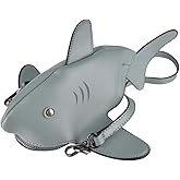 QZUnique Dinosaur Shark Shoulder Bag for Women 3D Animal Novelty Purse Zipper Crossbody Handbag Clutch Messenger Bag for Girl