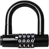DocksLocks Compact Heavy Duty Weather Resistant Padlock Style U-Lock | Portable, Anti-Theft, Resettable Combination, Keyless, Vinyl Coated, Gyms, Bikes, Security Cables, Gates