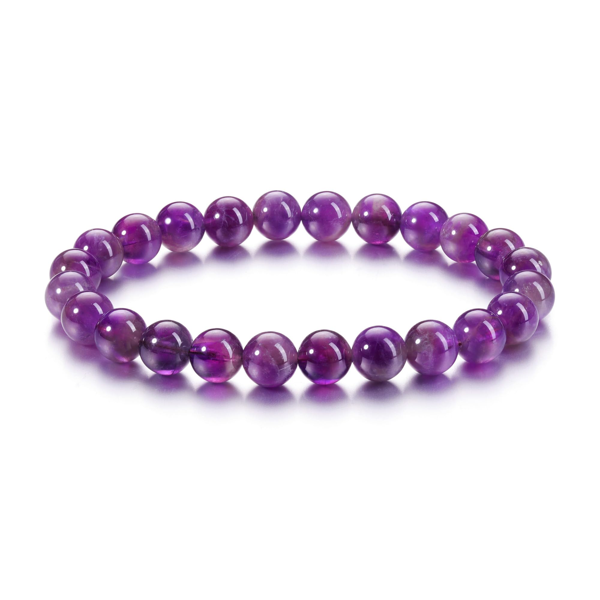 CrystalTears Amethyst Crystal Beaded Bracelet for Women 6mm Healing Crystal Gemstone Beads Bracelets Natural Amethyst Stone Bracelet Jewellery Gifts for Women Mum Christmas Birthday