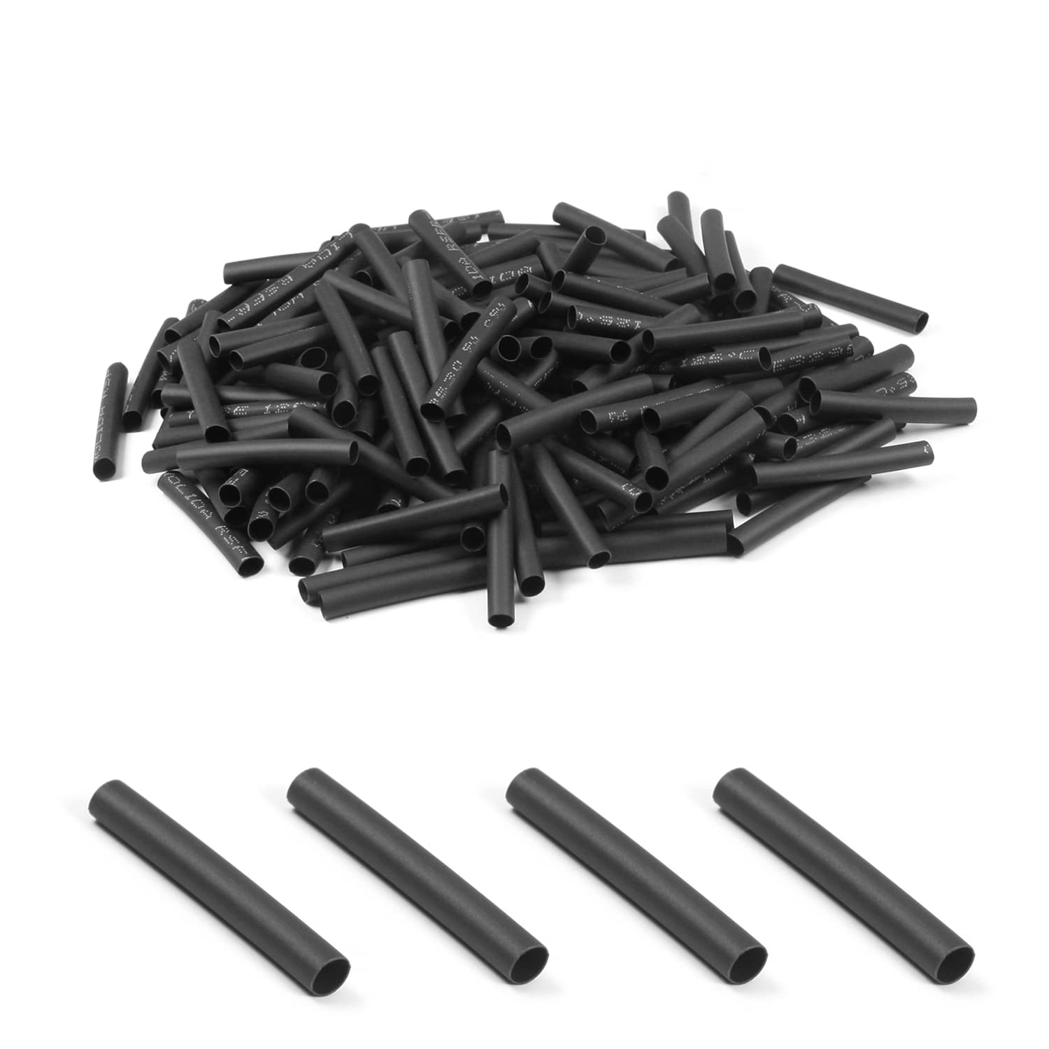 Othmro 250 Pcs Heat Shrink Tubing, Electric Insulation Tube Ratio 2:1, 3mm Dia Electrical Wire Cable Wrap Heat Sleeving Tube, 30mm Length, Black