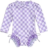 MAYUMMPY Toddler Baby Girls Bikini Beach Swimwear Zipper Swimsuit UPF 50+ Rash Guard One Piece Long Sleeve Bathing Suit