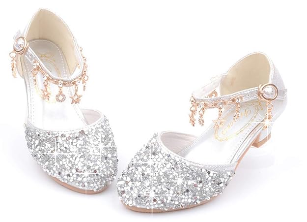 LCXYYY Kinder Mädchen Festlich Glänzend Pailletten High Heels Tanzschuhe Studenten Ballerina Prinzessin Sandalen mit Absatz S