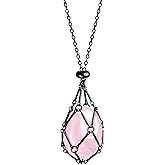 LAFORTISART 22Inch Interchangeable Crystal Holder Necklace Stainless Steel GemStones Cage Necklace Trendy Pendant Necklace for Women Men Necklace Holder for Healing Crystal