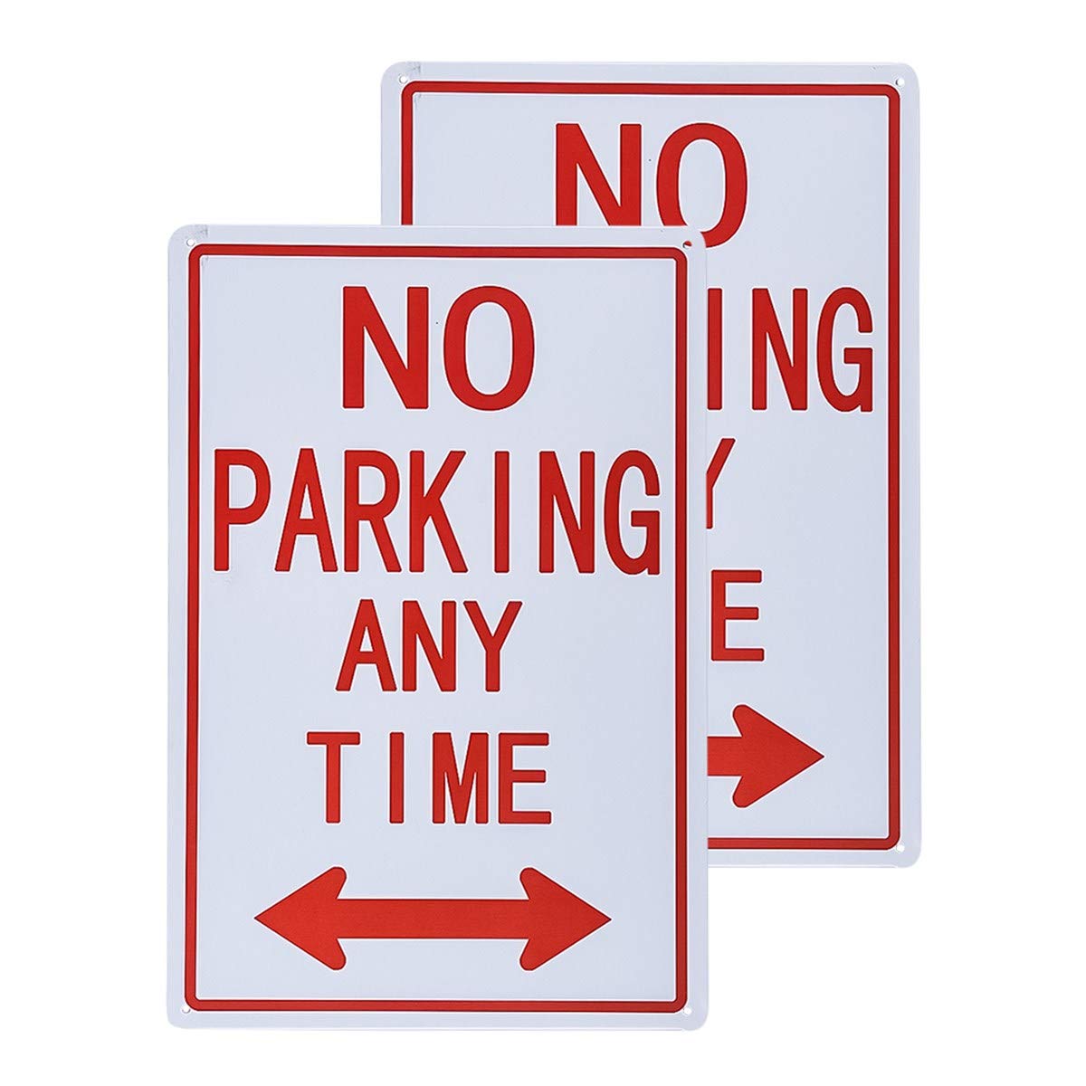 2 Pack No Parking Anytime Sign with Arrows, Weather/Fade Resistant, Easy Mounting, Indoor/Outdoor Use