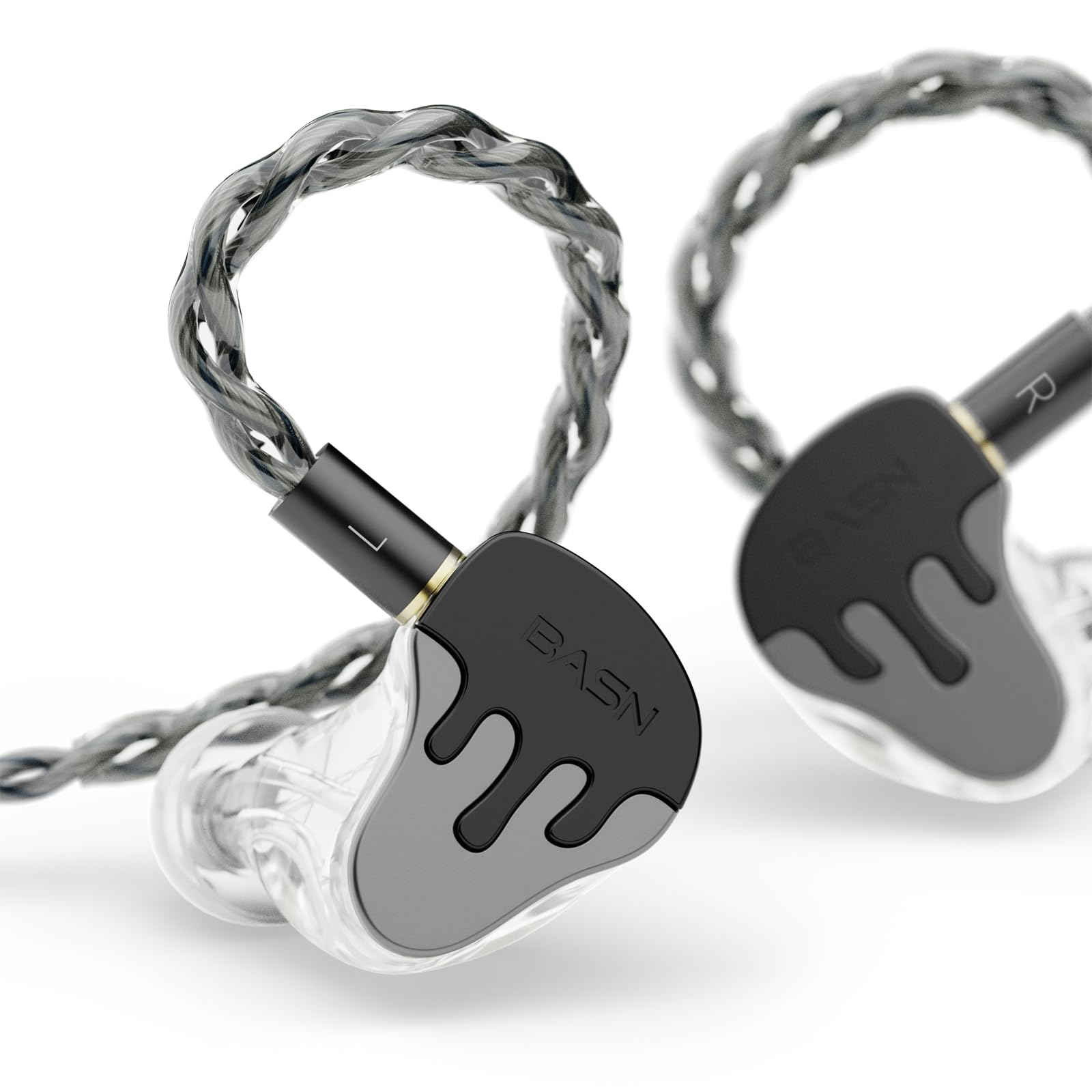 Photo 1 of BASN BmasterX in Ear Audio Monitor, Hybrid 6 Drivers IEM Earphones with Crystal Clear Sound, Detachable Cable Plus Carrying Case & Fit Kit for Musician, Stage, Studio (3.5mm/4.4mm Jack, Black/Silver)